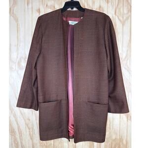 Linda Allard \ Ellen Tracy Vintage Wool Silk Rayon Blend Jacket Size 8 Retro